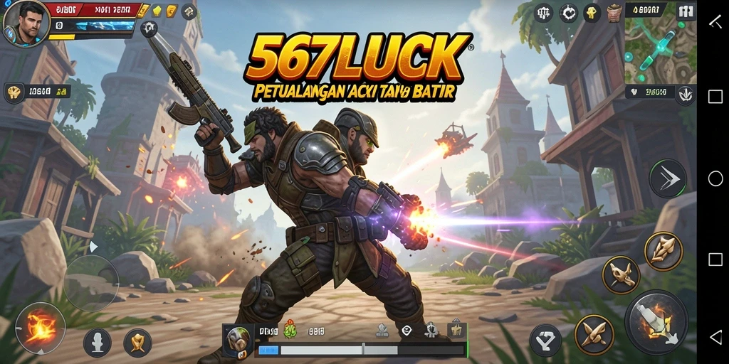 Screenshot gameplay 567LUCK menunjukkan aksi pertempuran yang intens.