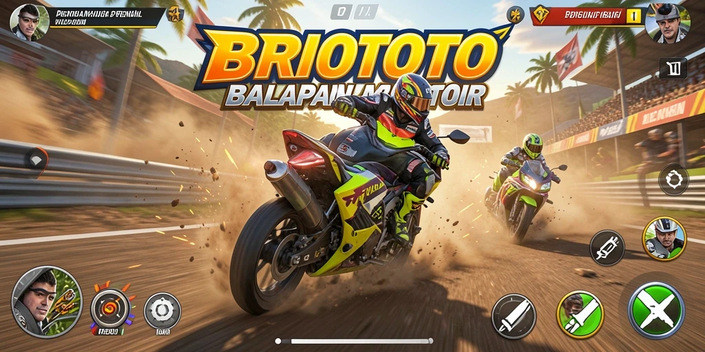 Tampilan balapan seru di <strong>BRIOTOTO</strong> dengan motor kustom.