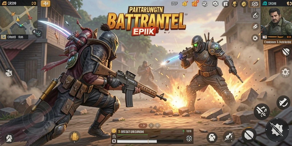Screenshot dari aksi seru dalam permainan Battle Royale CRS99.