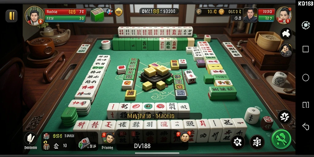 Tampilan gameplay seru dalam permainan Mahjong DV188.