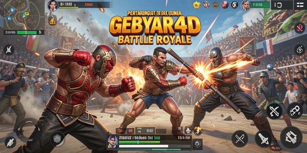 Screenshot GEBYAR4D memperlihatkan intensitas pertempuran Battle Royale.