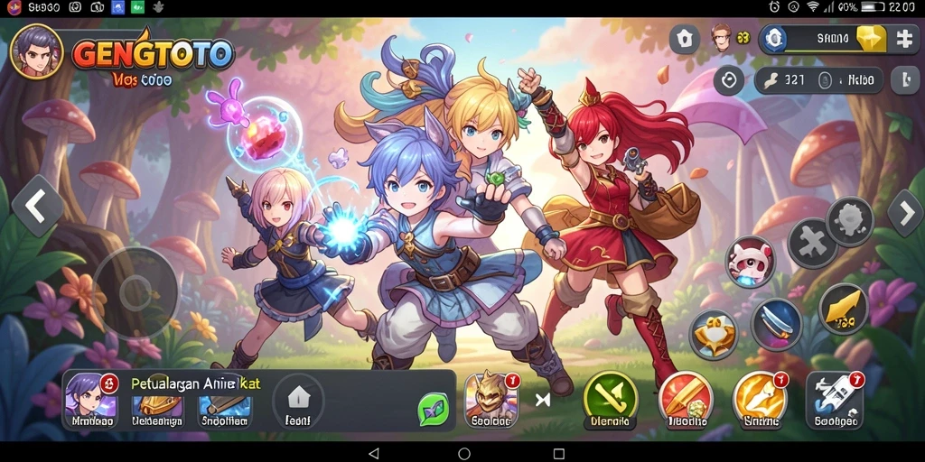 Screenshot GENGTOTO menampilkan aksi petualangan karakter anime.