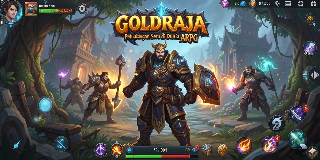 Screenshot menunjukkan gameplay seru dari GOLDRAJA dalam pertarungan ARPG.