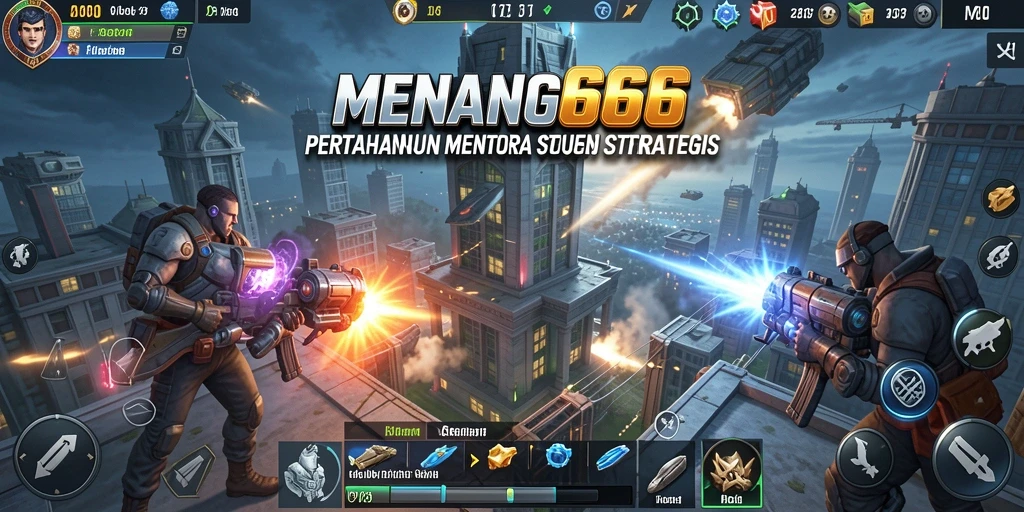 Screenshot gameplay yang menunjukkan menara bertahan di medan perang.