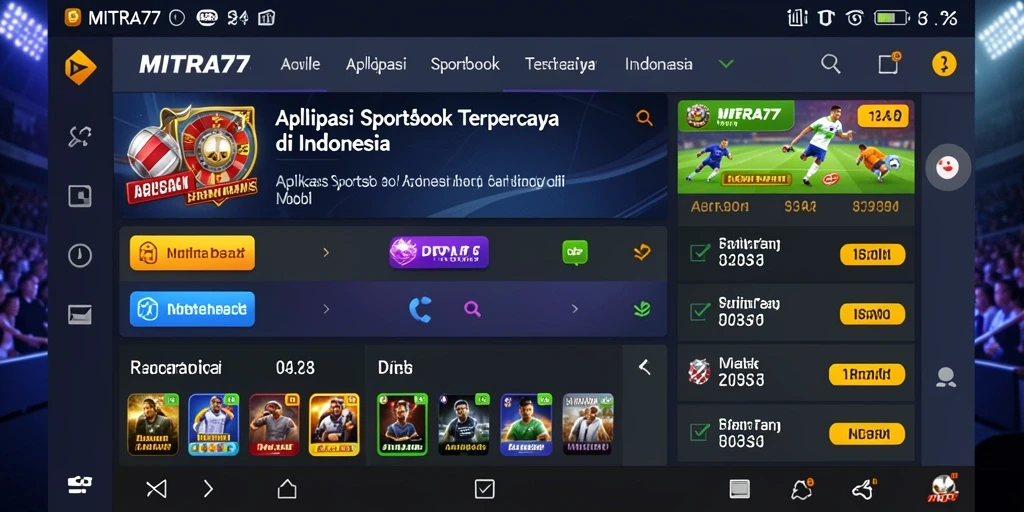 Tampilan antarmuka yang intuitif dalam MITRA77 untuk taruhan olahraga.