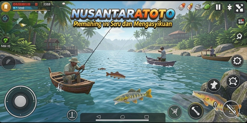 Screenshot gameplay NUSANTARATOTO menunjukkan aksi memancing yang seru.