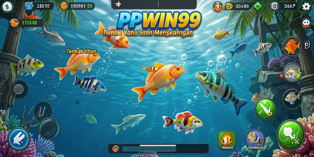 Tampilan gameplay seru di PPWIN99 dengan berbagai ikan untuk ditembak.