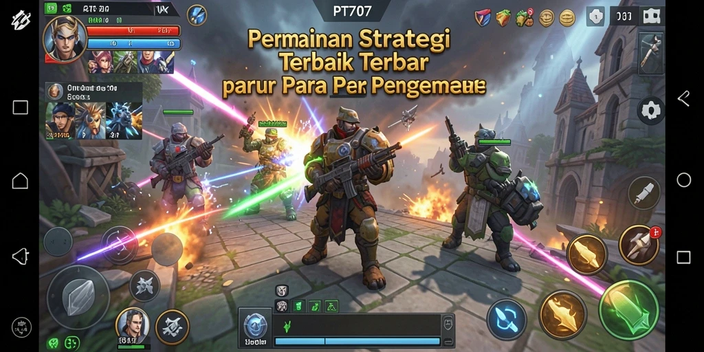 Tampilan gameplay PT707 dengan pertempuran strategi yang mendebarkan.