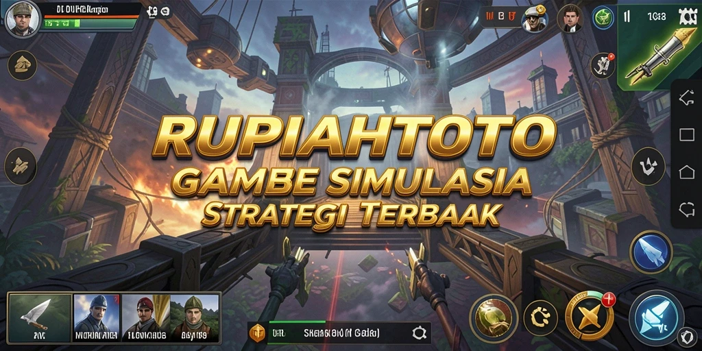 Gambar gameplay RUPIAHTOTO dengan berbagai bangunan dan aktivitas pemain.