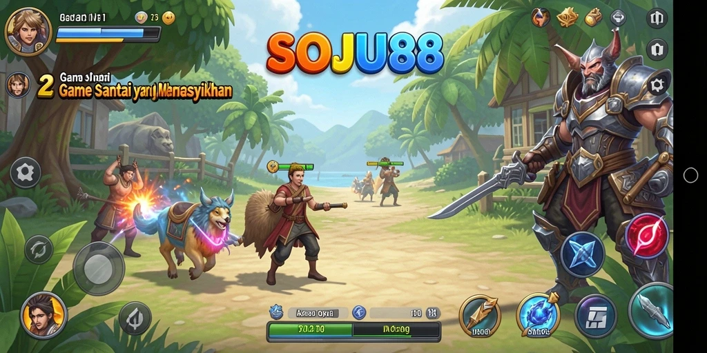 Tampilan gameplay SOJU88 yang ceria dan menarik.